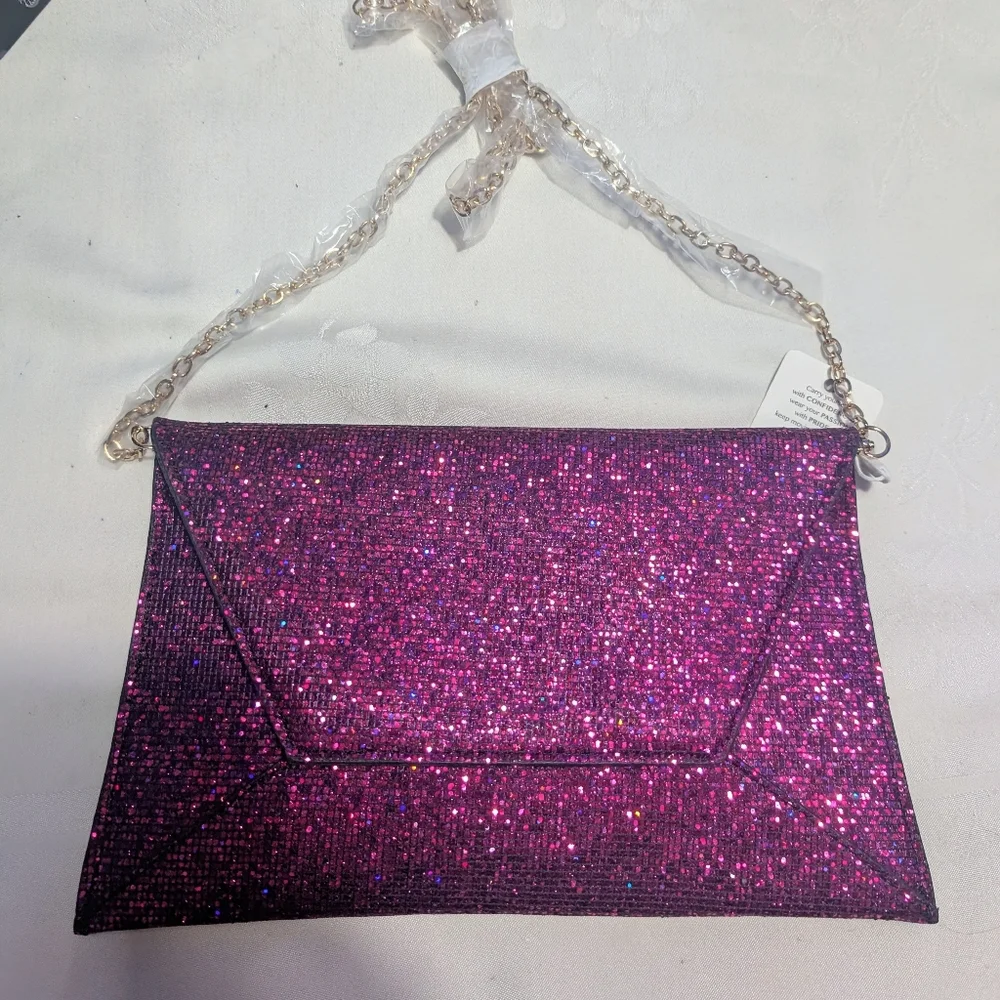 Urban Expressions Glitter Envelope Clutch/ Crossbody - Magenta 🔥